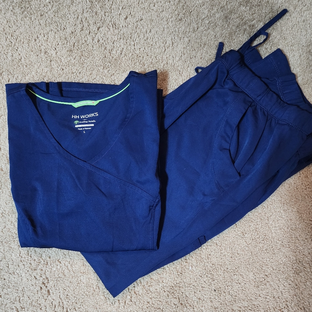 Healing Hands scrub set, navy blue, large